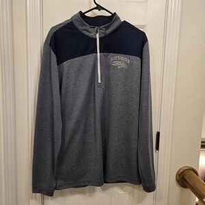 Mens Large Nevada Wokfpack, Golf, 1/4 Zip Pull Over, Adidas, Navy And Gray